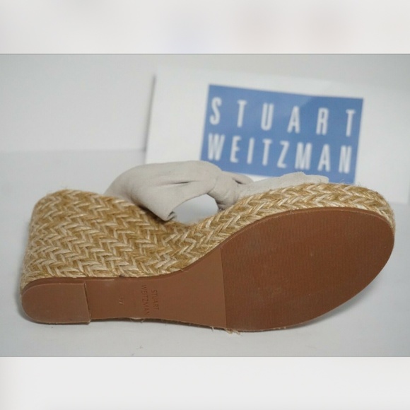 🆕STUART WEITZMAN Suede Espadrille Wedge Bow Gray - Picture 8 of 8